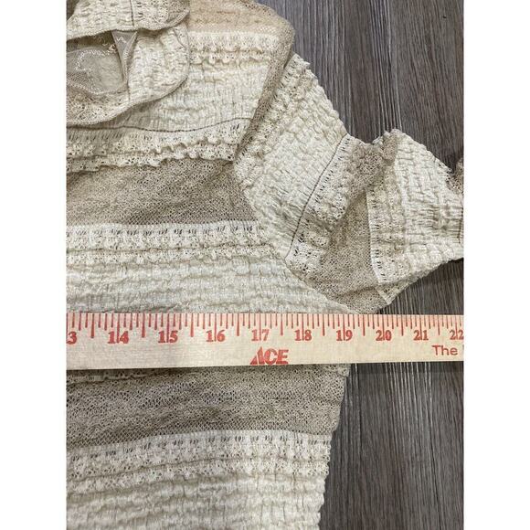 IC Collection Connie K Cardigan Ruffle Ivory Lace Button Lagenlook Boho Fairy M - Picture 13 of 13